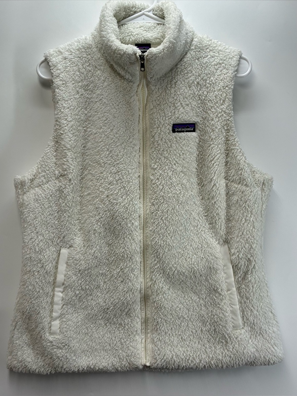 Patagonia Womens Large White Los Gatos Fleece Full Zip Vest Cozy Sherpa Gorpcore